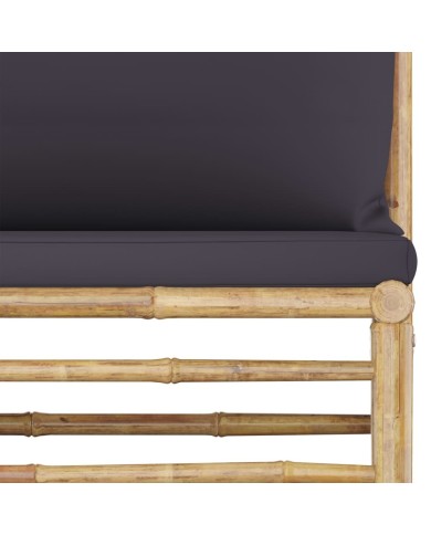 Salon de jardin 8 pcs avec coussins gris foncé Bambou
