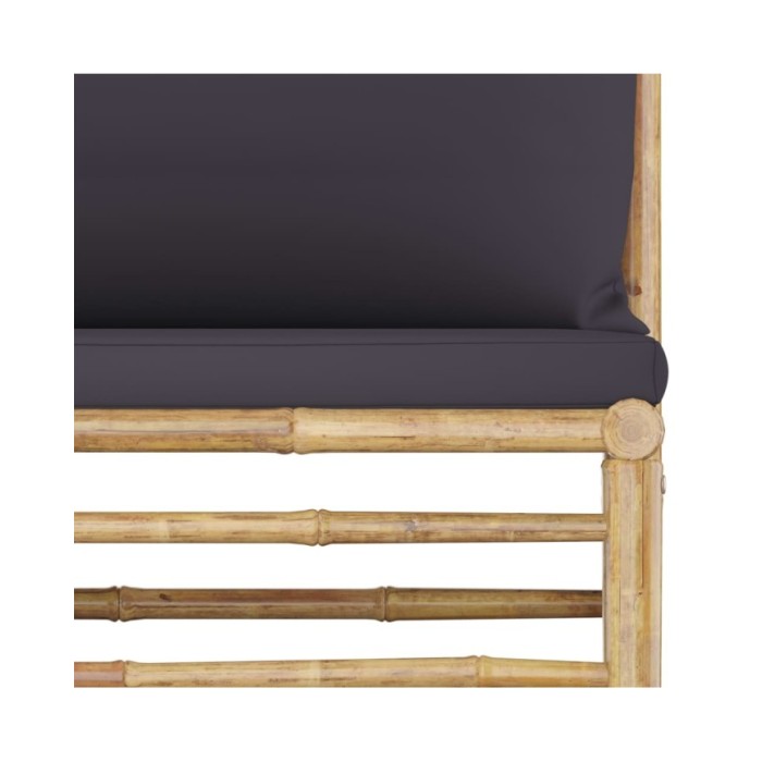 Salon de jardin 8 pcs avec coussins gris foncé Bambou