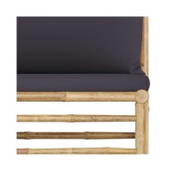 Salon de jardin 8 pcs avec coussins gris foncé Bambou