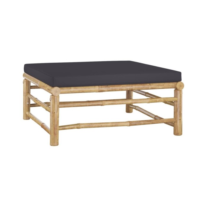 Salon de jardin 8 pcs avec coussins gris foncé Bambou
