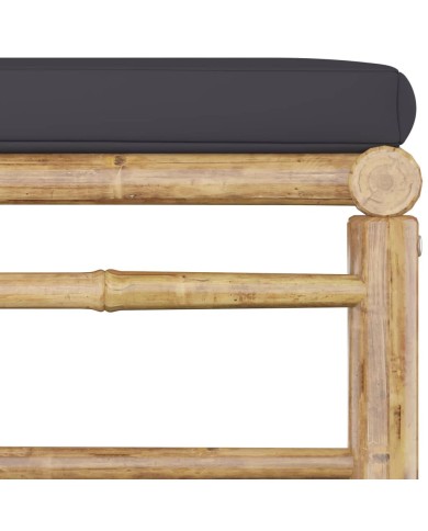 Salon de jardin 8 pcs avec coussins gris foncé Bambou