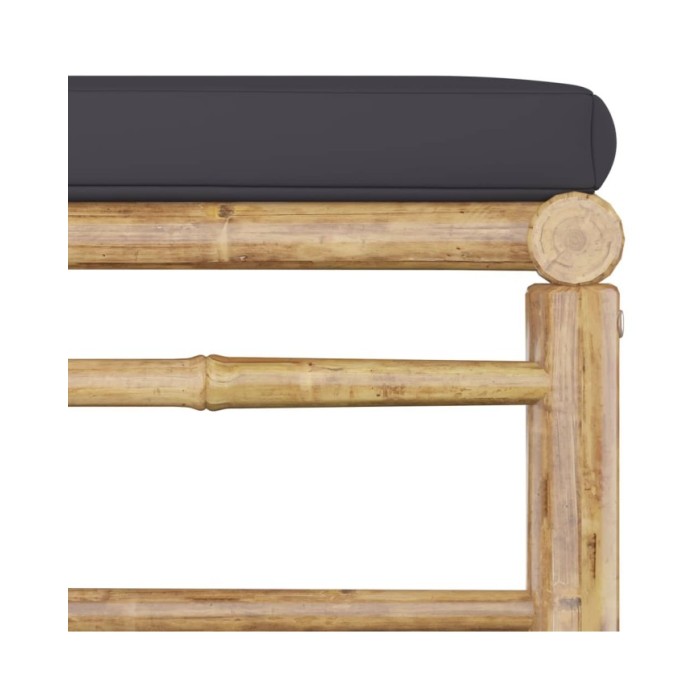 Salon de jardin 8 pcs avec coussins gris foncé Bambou
