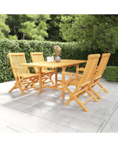 Salon de jardin 5 pcs Bois de teck massif