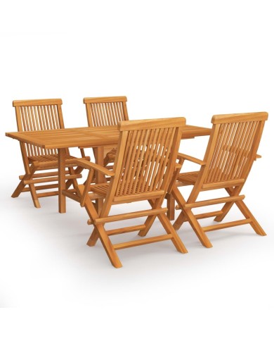 Salon de jardin 5 pcs Bois de teck massif