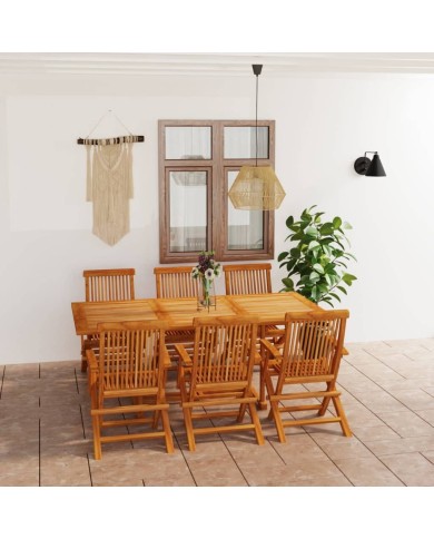 Salon de jardin 7 pcs Bois de teck massif