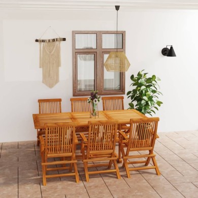 Salon de jardin 7 pcs Bois de teck massif
