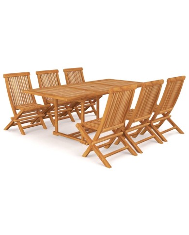 Salon de jardin 7 pcs Bois de teck massif