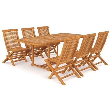 Salon de jardin 7 pcs Bois de teck massif