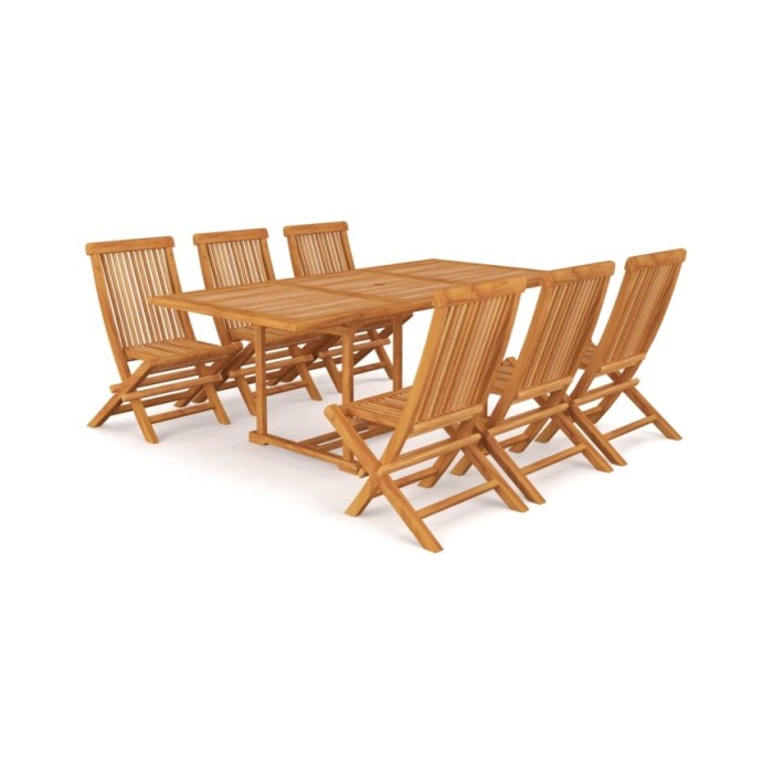 Salon de jardin 7 pcs Bois de teck massif