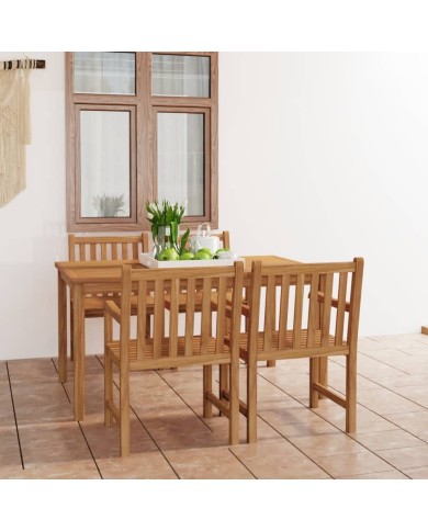 Ensemble de salle à manger de jardin 5 pcs Bois de teck solide