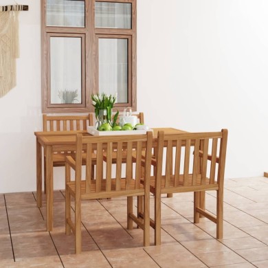 Ensemble de salle à manger de jardin 5 pcs Bois de teck solide