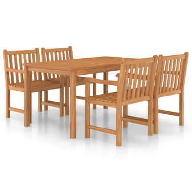 Ensemble de salle à manger de jardin 5 pcs Bois de teck solide