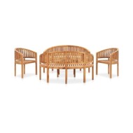 Salon de jardin 5 pcs en forme de banane Bois de teck solide