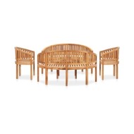 Salon de jardin 5 pcs en forme de banane Bois de teck solide