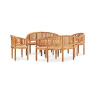 Salon de jardin 5 pcs en forme de banane Bois de teck solide