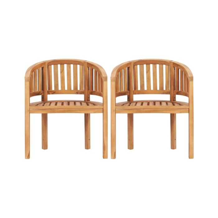 Salon de jardin 5 pcs en forme de banane Bois de teck solide