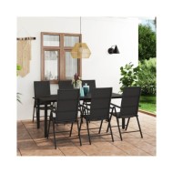 Ensemble de salle à manger de jardin 7 pcs Noir