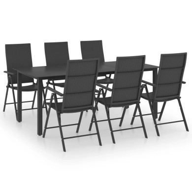 Ensemble de salle à manger de jardin 7 pcs Noir