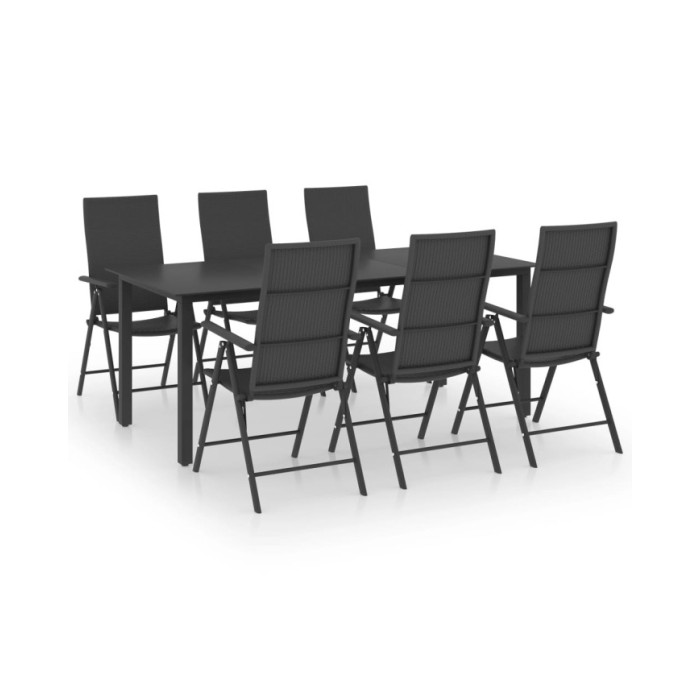 Ensemble de salle à manger de jardin 7 pcs Noir