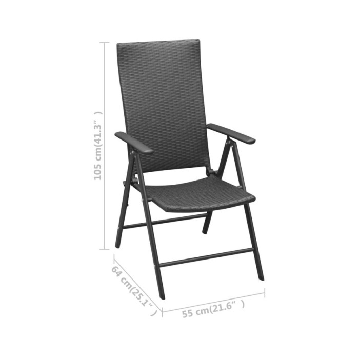 Ensemble de salle à manger de jardin 7 pcs Noir
