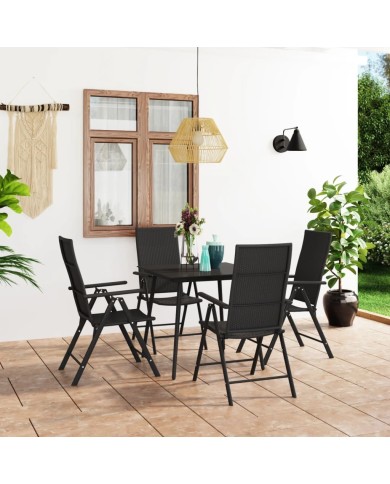 Ensemble de salle à manger de jardin 5 pcs Noir