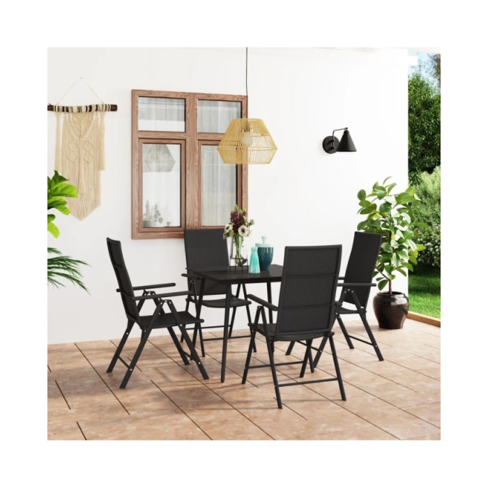 Ensemble de salle à manger de jardin 5 pcs Noir