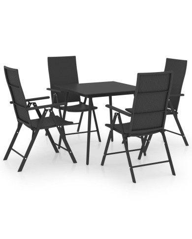 Ensemble de salle à manger de jardin 5 pcs Noir