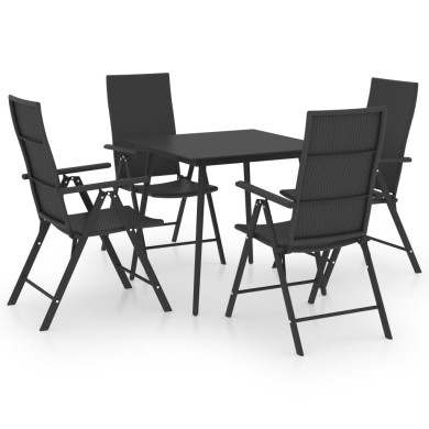 Ensemble de salle à manger de jardin 5 pcs Noir