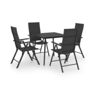 Ensemble de salle à manger de jardin 5 pcs Noir