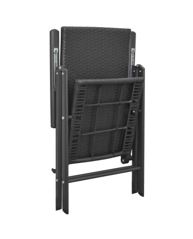 Ensemble de salle à manger de jardin 5 pcs Noir