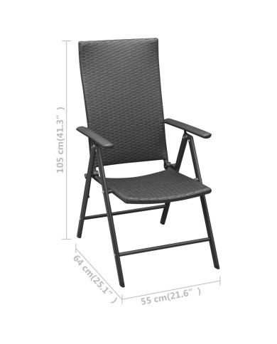 Ensemble de salle à manger de jardin 5 pcs Noir