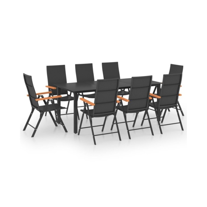 Ensemble de salle à manger de jardin 9 pcs Noir et marron