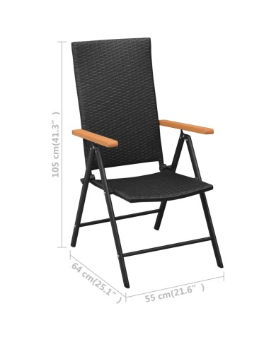 Ensemble de salle à manger de jardin 9 pcs Noir et marron