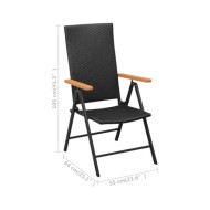 Ensemble de salle à manger de jardin 9 pcs Noir et marron
