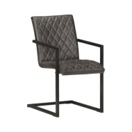 Chaises de salle à manger cantilever 4 pcs Gris Cuir véritable
