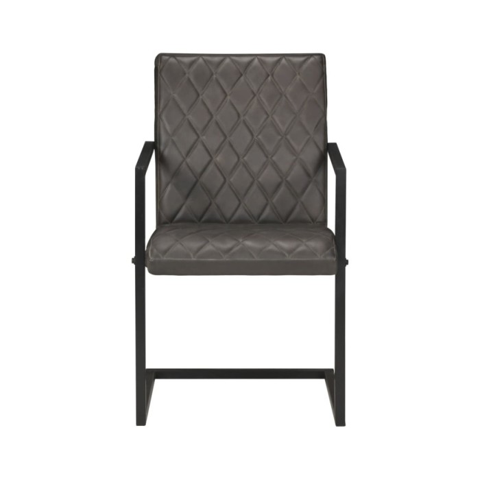 Chaises de salle à manger cantilever 4 pcs Gris Cuir véritable