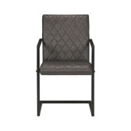 Chaises de salle à manger cantilever 4 pcs Gris Cuir véritable