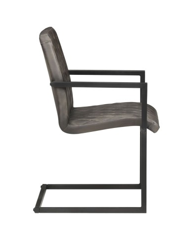 Chaises de salle à manger cantilever 4 pcs Gris Cuir véritable