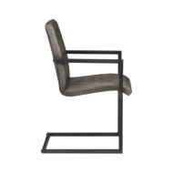 Chaises de salle à manger cantilever 4 pcs Gris Cuir véritable