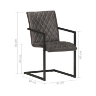 Chaises de salle à manger cantilever 4 pcs Gris Cuir véritable