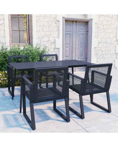 Ensemble à dîner d'extérieur 5 pcs Rotin PVC Noir
