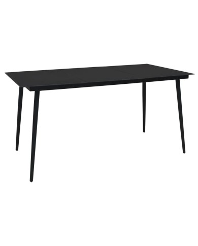 Ensemble à dîner d'extérieur 5 pcs Rotin PVC Noir