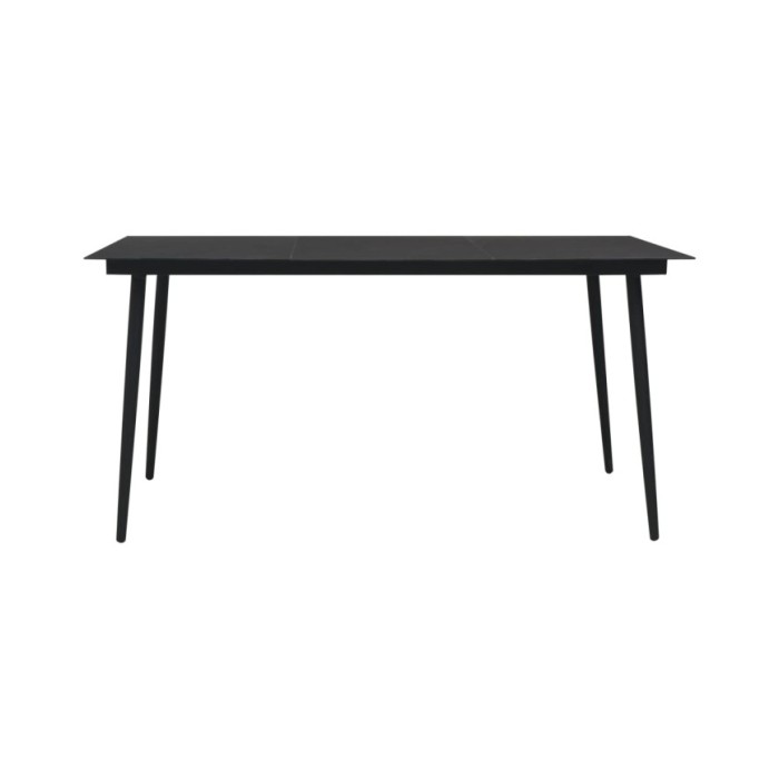 Ensemble à dîner d'extérieur 5 pcs Rotin PVC Noir