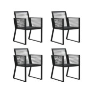 Ensemble à dîner d'extérieur 5 pcs Rotin PVC Noir