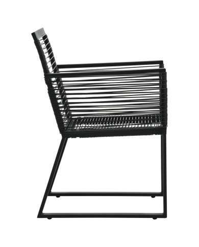 Ensemble à dîner d'extérieur 5 pcs Rotin PVC Noir