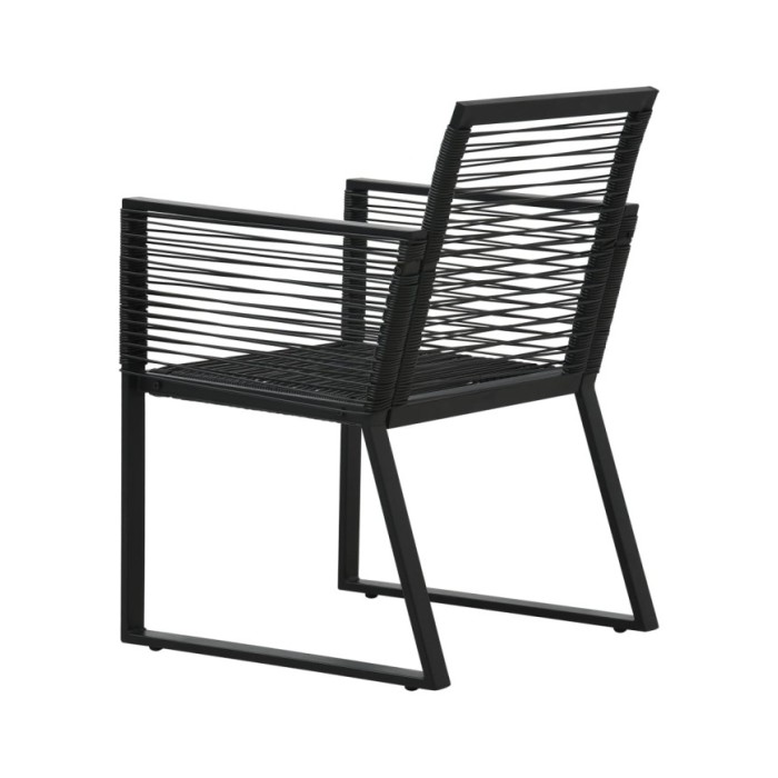 Ensemble à dîner d'extérieur 5 pcs Rotin PVC Noir