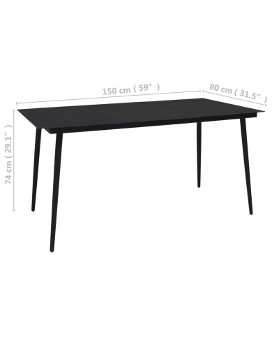 Ensemble à dîner d'extérieur 5 pcs Rotin PVC Noir