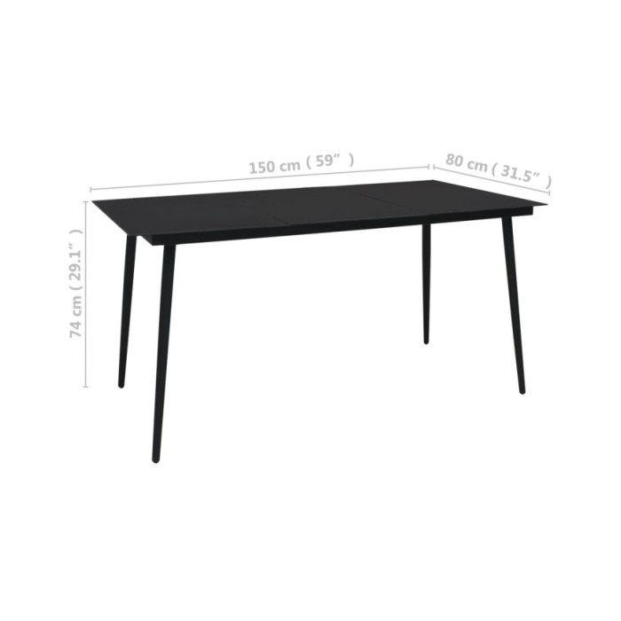 Ensemble à dîner d'extérieur 5 pcs Rotin PVC Noir