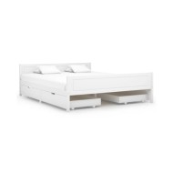Cadre de lit avec 4 tiroirs Blanc Pin massif 160x200 cm