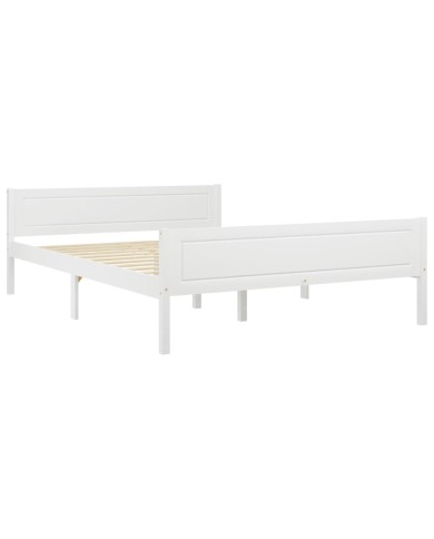 Cadre de lit avec 4 tiroirs Blanc Pin massif 160x200 cm